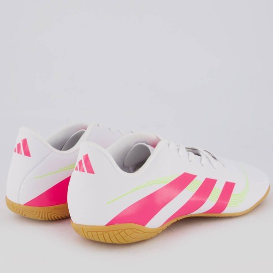 Chuteira Adidas Predator Artilheira 25 Futsal Branca e Rosa