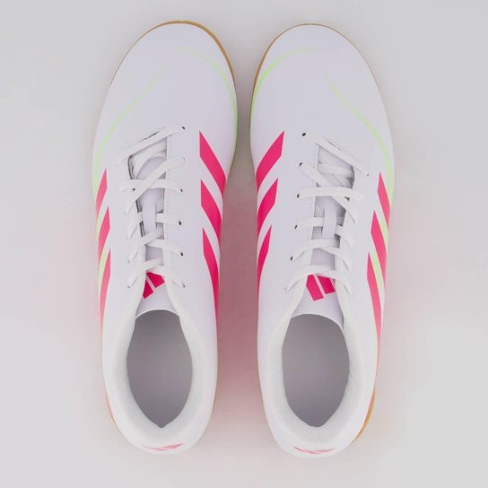 Chuteira Adidas Predator Artilheira 25 Futsal Branca e Rosa