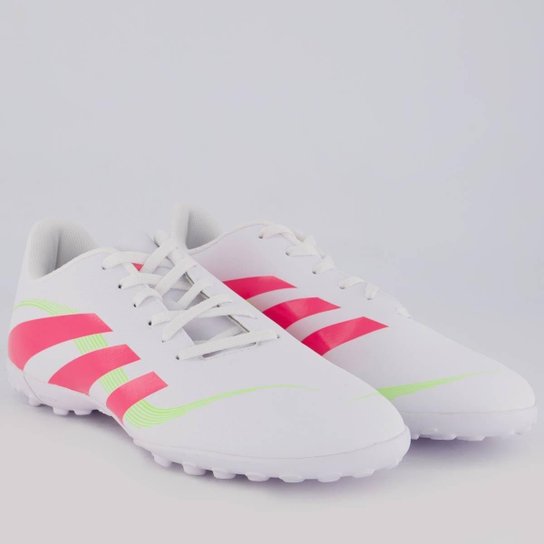 Chuteira Adidas Predator Artilheira 25 Society Branca e Rosa