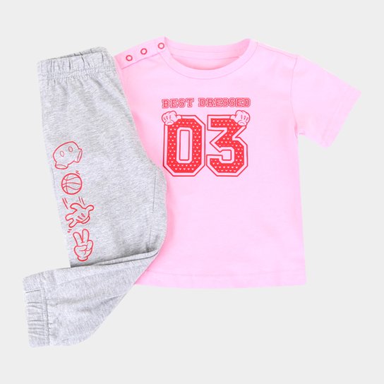 Conjunto Infantil Adidas Disney Set - Rosa+Vermelho