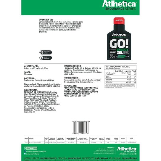 Energético GO Energy Gel c/ 10 unidades- Atlhetica Nutrition