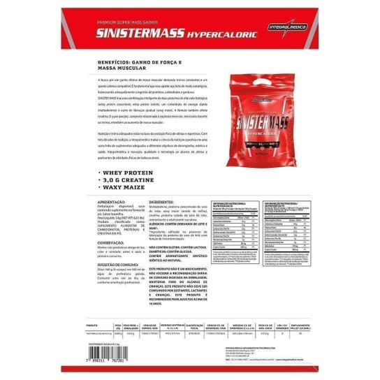 Hipercalório Sinister Mass Integralmedica Refil 3Kg