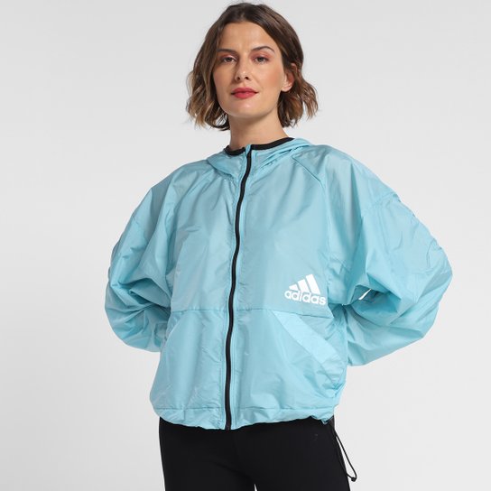 Adidas Jaqueta Feminina Florida Jaqueta Masculina Corta Vento Azul
