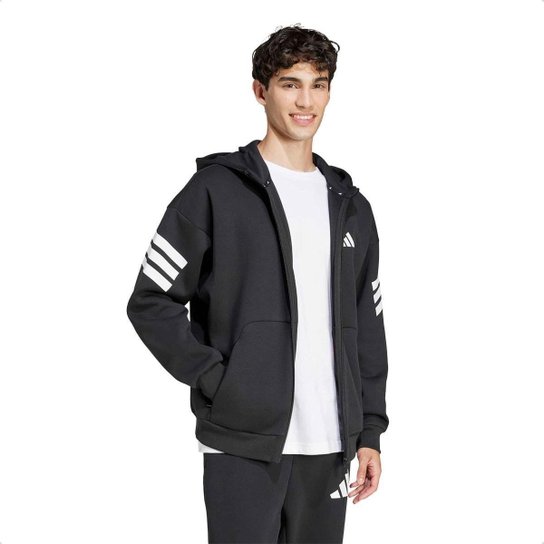 Jaqueta Adidas Masculina Moletom Com Capuz 3 Listras Future Icons