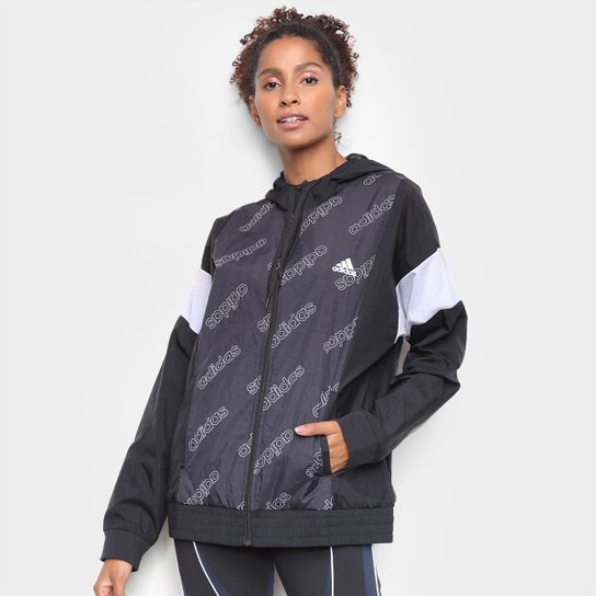 Jaqueta Corta Vento Adidas Fav Feminina - Preto