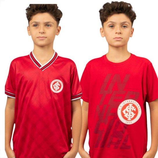 Kit 2 Camisetas Internacional Juvenil Oficial Torcedor