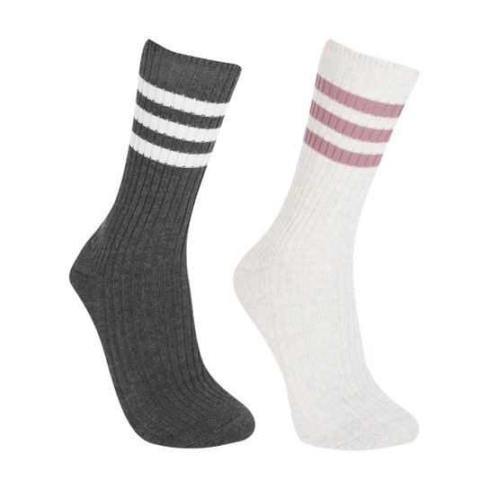 Kit Meia Adidas Cano Alto Lounge 3 Listras c/ 2 Pares