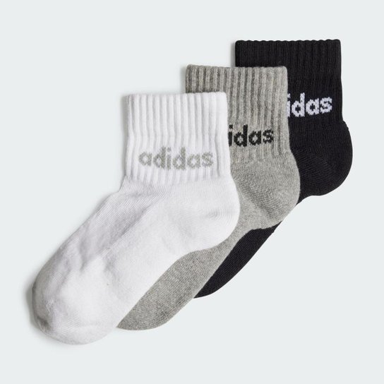 Kit Meia Infantil Adidas Cano Médio Outlet Value Linear Com 3 Pares