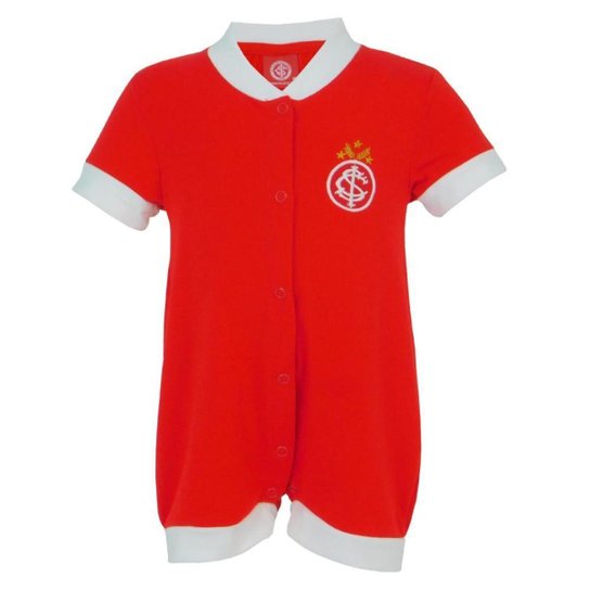 Macacão Bebê Menino Internacional Manga Curta Botão Conforto - Vermelho