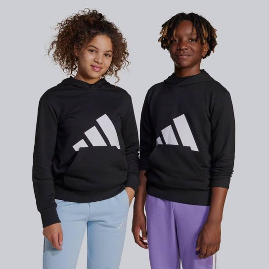 Moletom Adidas Big Logo com Capuz Juvenil Preto
