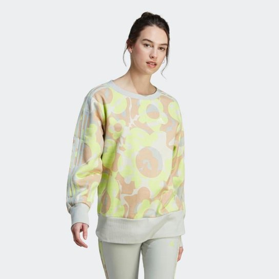 Moletom Adidas Fleece Estampado Floral 3-Stripes IL3034