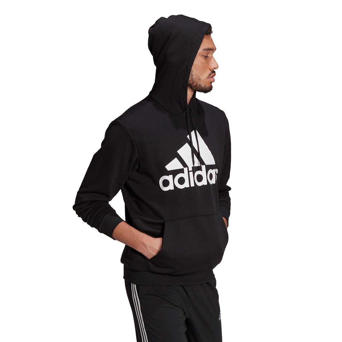 Moletom Adidas Logo Capuz Masculino - Preto+Branco | Loja do Inter