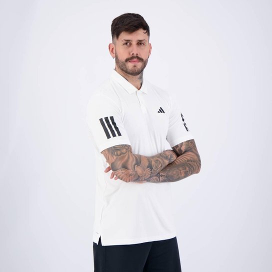 Polo Adidas Club 3 Stripes Branca