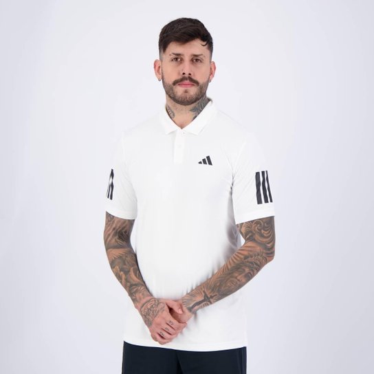 Polo Adidas Club 3 Stripes Branca