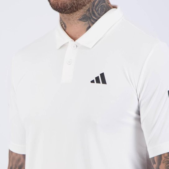 Polo Adidas Club 3 Stripes Branca