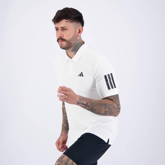 Polo Adidas Club 3 Stripes Branca