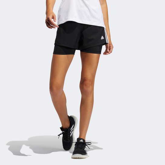 Short Adidas Pacer 3 Listras 2 Em 1 Feminino