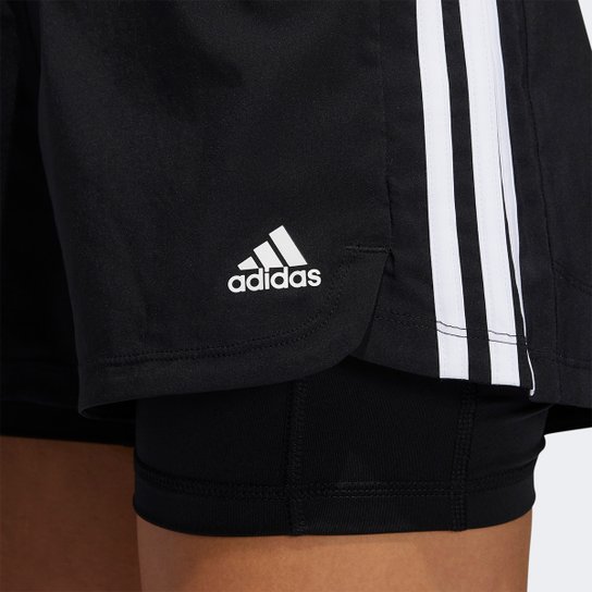 Short Adidas Pacer 3 Listras 2 Em 1 Feminino