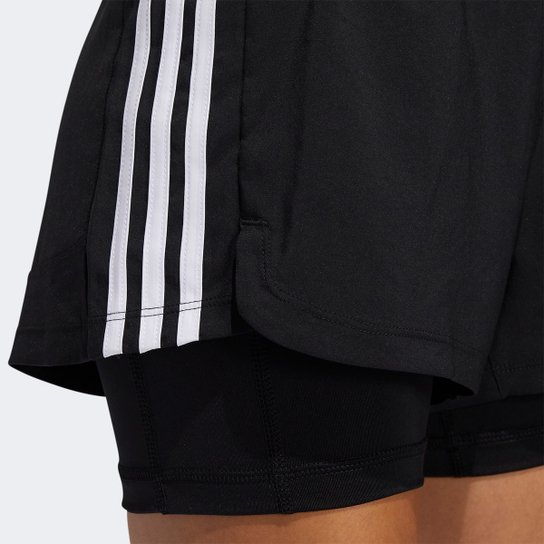 Short Adidas Pacer 3 Listras 2 Em 1 Feminino
