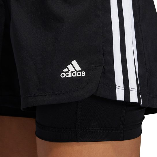 Short Adidas Pacer 3 Listras 2 Em 1 Feminino