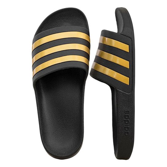 Slide Preto e Dourado Adilette Aqua | Adidas