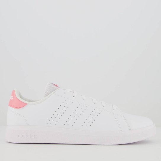 Tênis Adidas Advantage Base 2.0 Feminino Branco e Rosa