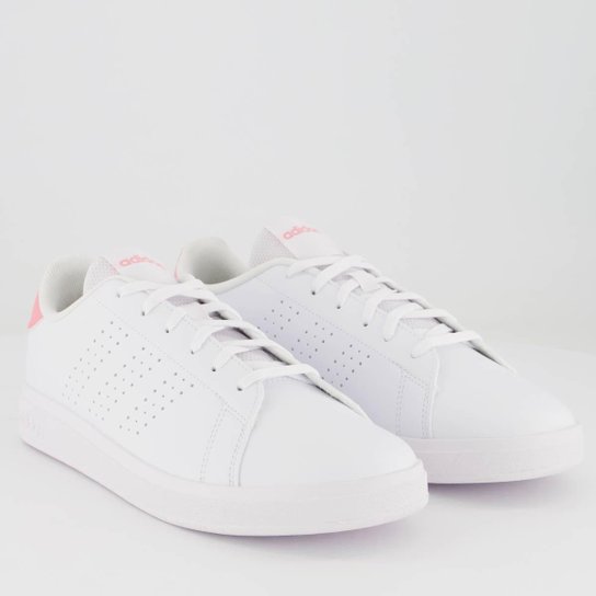 Tênis Adidas Advantage Base 2.0 Feminino Branco e Rosa