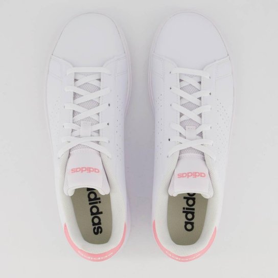Tênis Adidas Advantage Base 2.0 Feminino Branco e Rosa