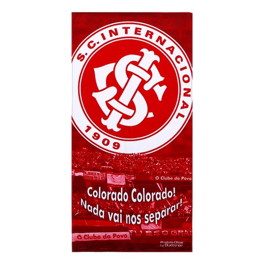 Toalha Internacional Torcida Veludo - Vermelho+Branco