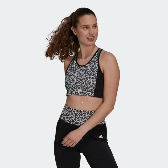Top Cropped Esportiva Estampada FARM Rio AEROREADY 3-Stripes Adidas