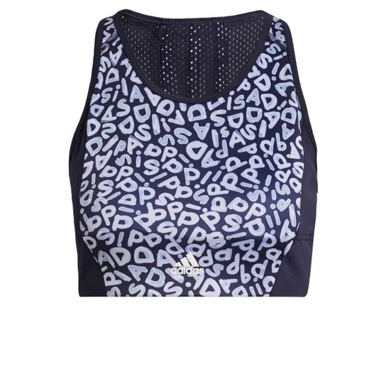 Top Cropped Esportiva Estampada FARM Rio AEROREADY 3-Stripes Adidas