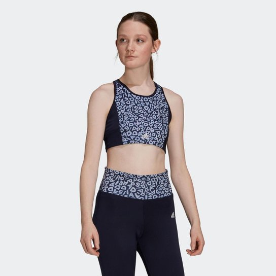 Top Cropped Esportiva Estampada FARM Rio AEROREADY 3-Stripes Adidas