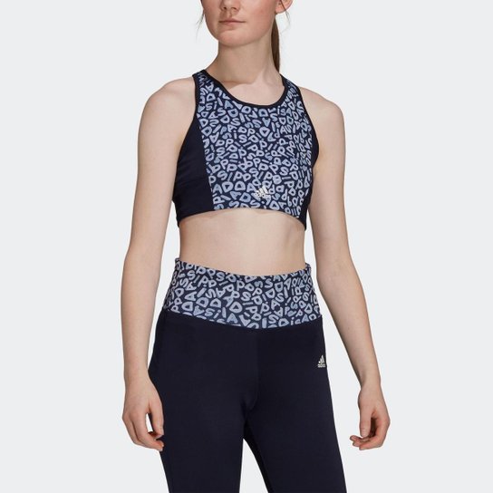 Top Cropped Esportiva Estampada FARM Rio AEROREADY 3-Stripes Adidas